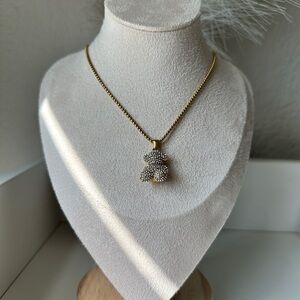 Gold Teddy Bear Pendant Necklace
